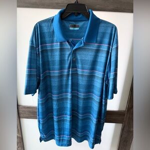 PGA Tour Men's Blue Striped Polo Shirt